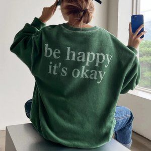 CasualGraphic Fleece Oversized Sweatshirt green